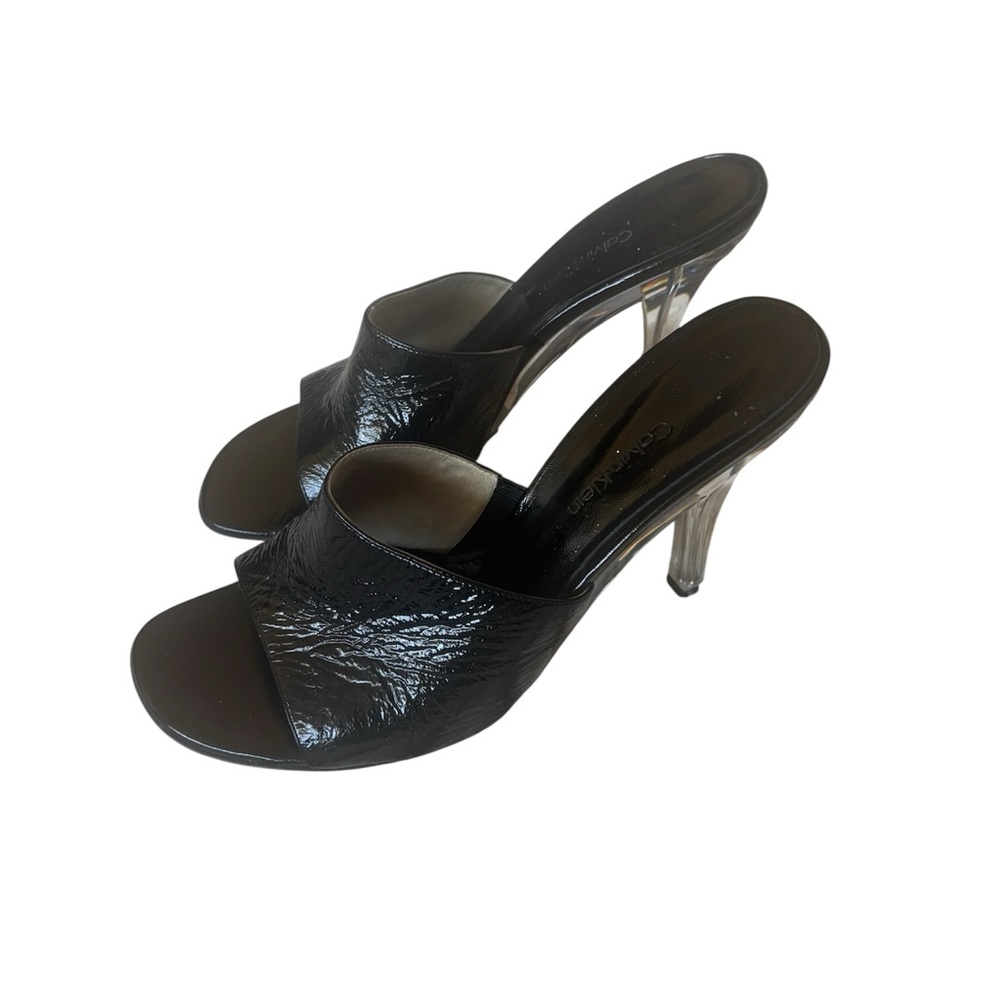 CALVIN KLEIN Black Open-Toe Heels | 8